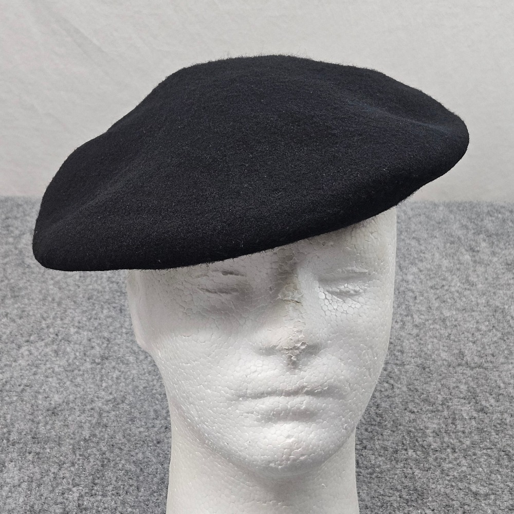 Denmarks Military Beret 6 7/8 Black Solid Wool 90s Vintage Classic Style Utility